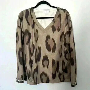 Belinda Long Sleeve Novelty Print V-Neck Top Size: XL